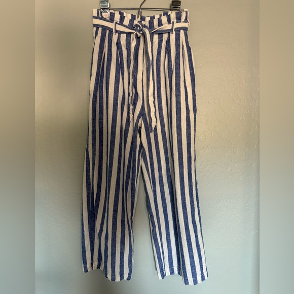 J. Crew linen cotton paper bag pants tie waist - Picture 3 of 8